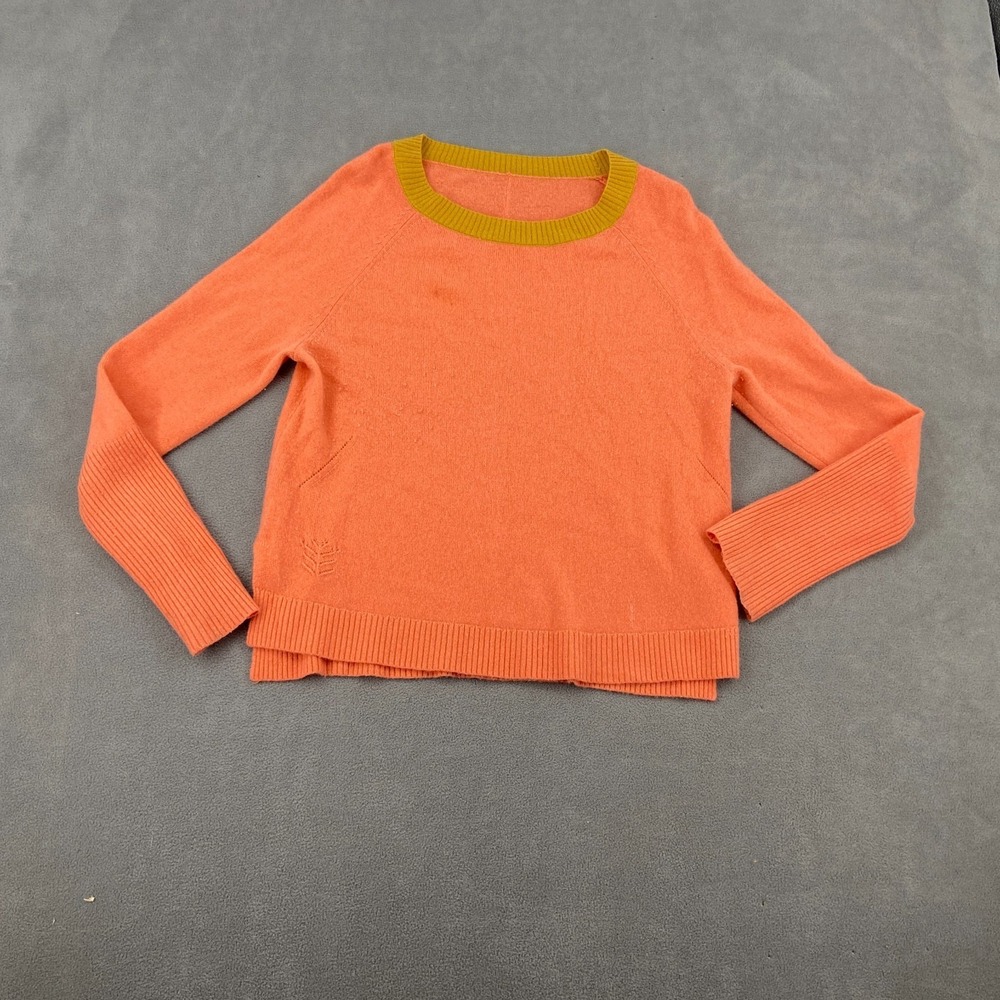 Vintage Cashmere Women Sweater Sz‎ M Orange Knitwear Ribbed Trim Cozy Warm